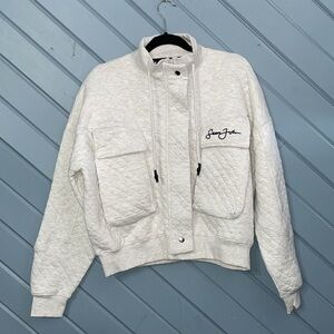 Sean John x Missguided light grey large front pockets quilted zip up jacket